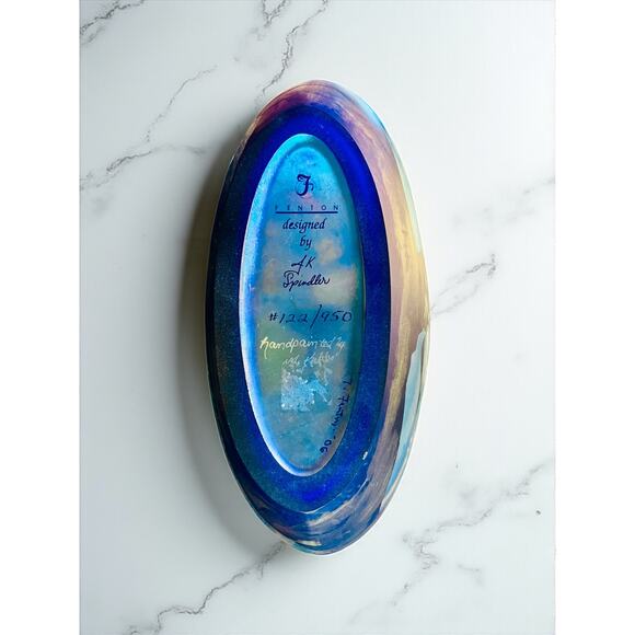 Fenton Favrene Freedom Soars Vase-Connoisseur-Robin Spindler-Eagle Scene-Cobalt - Picture 3 of 10